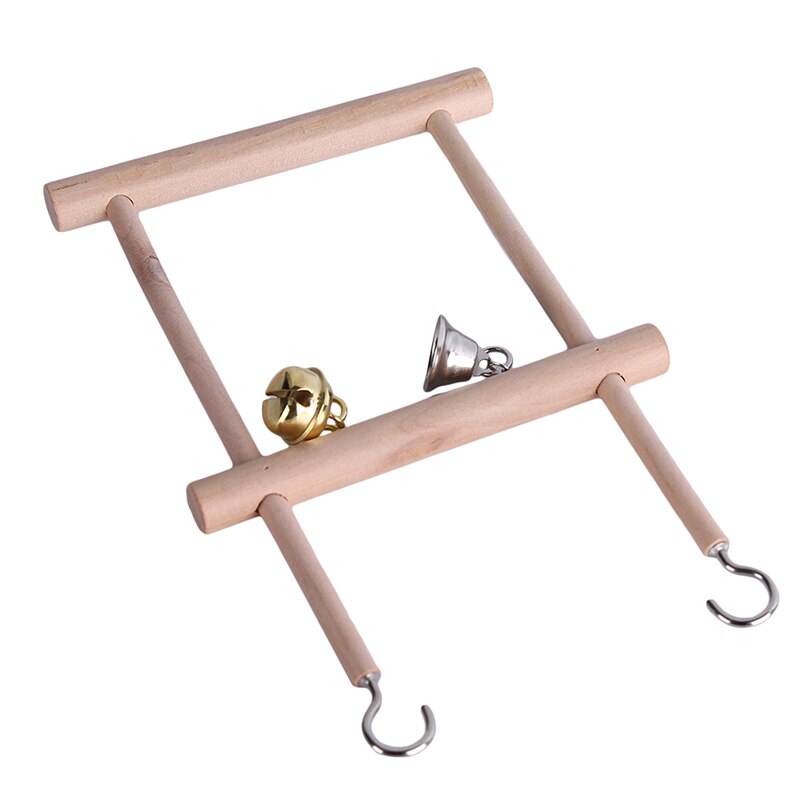 Wooden Stand Ladders Climber Bird Playground Toy Double Grid Pet Bird Parrot Toys Swing Bird Cage Hanging Chew Toys for Birds
