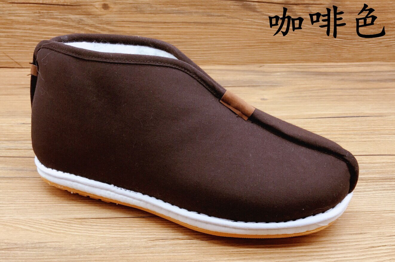 Moine chaussures hiver peluche coton chaussures moine coton chaussures hommes haut épaissi antidérapant moine coton chaussures moine chaussures coton: Brown