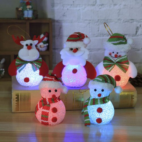 Christmas LED Snowman Light Home Ornaments Xmas Tree Hanging Decoration