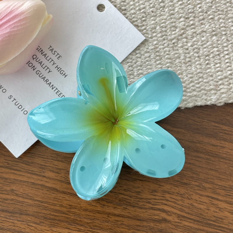 Pinces à cheveux fleur pour femmes, grande pince à cheveux bohème, épingles à cheveux, barrettes pour filles, accessoires pour cheveux de plage, vêtements de sauna, ,: Zinc bleu plaqué