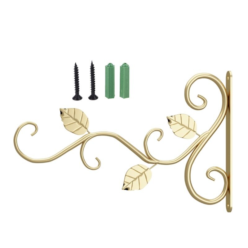 Soporte para maceta colgante de pared de estilo europeo, gancho de hierro, soporte para plantas, decoración del hogar y balcón: gold