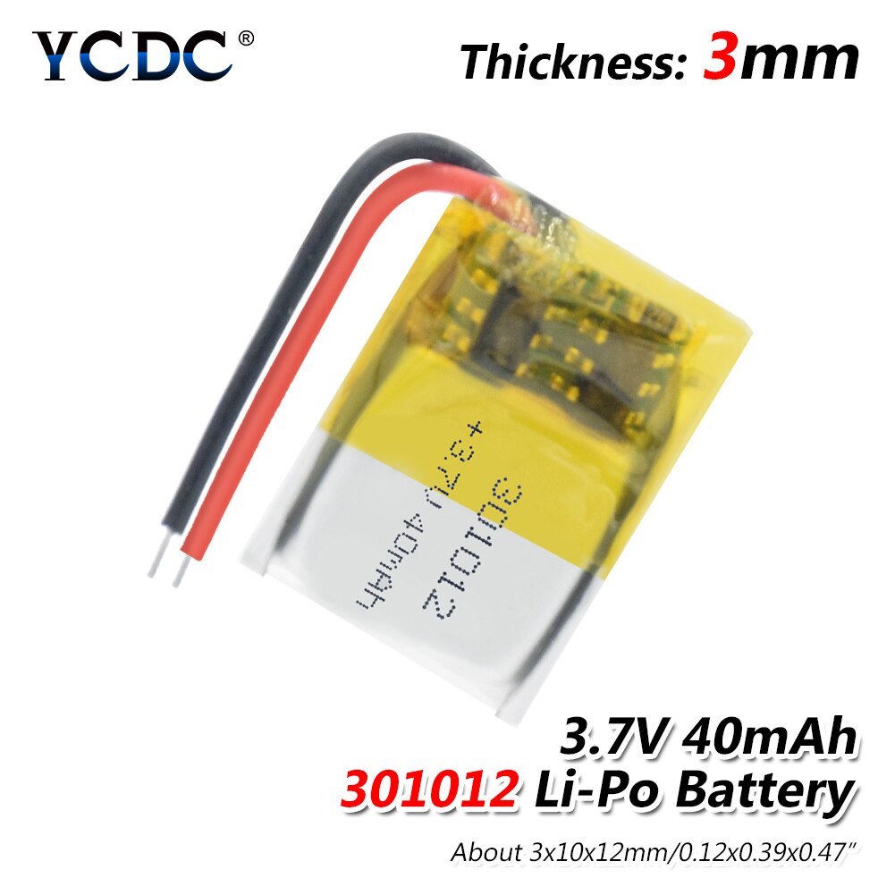 1/2/4PCS 3.7V 40mAh Li-ion Lipolymer Battery 301012 Lithium Polymer Battery For Bluetooth Headset Watch MP3 GPS Recording Pen