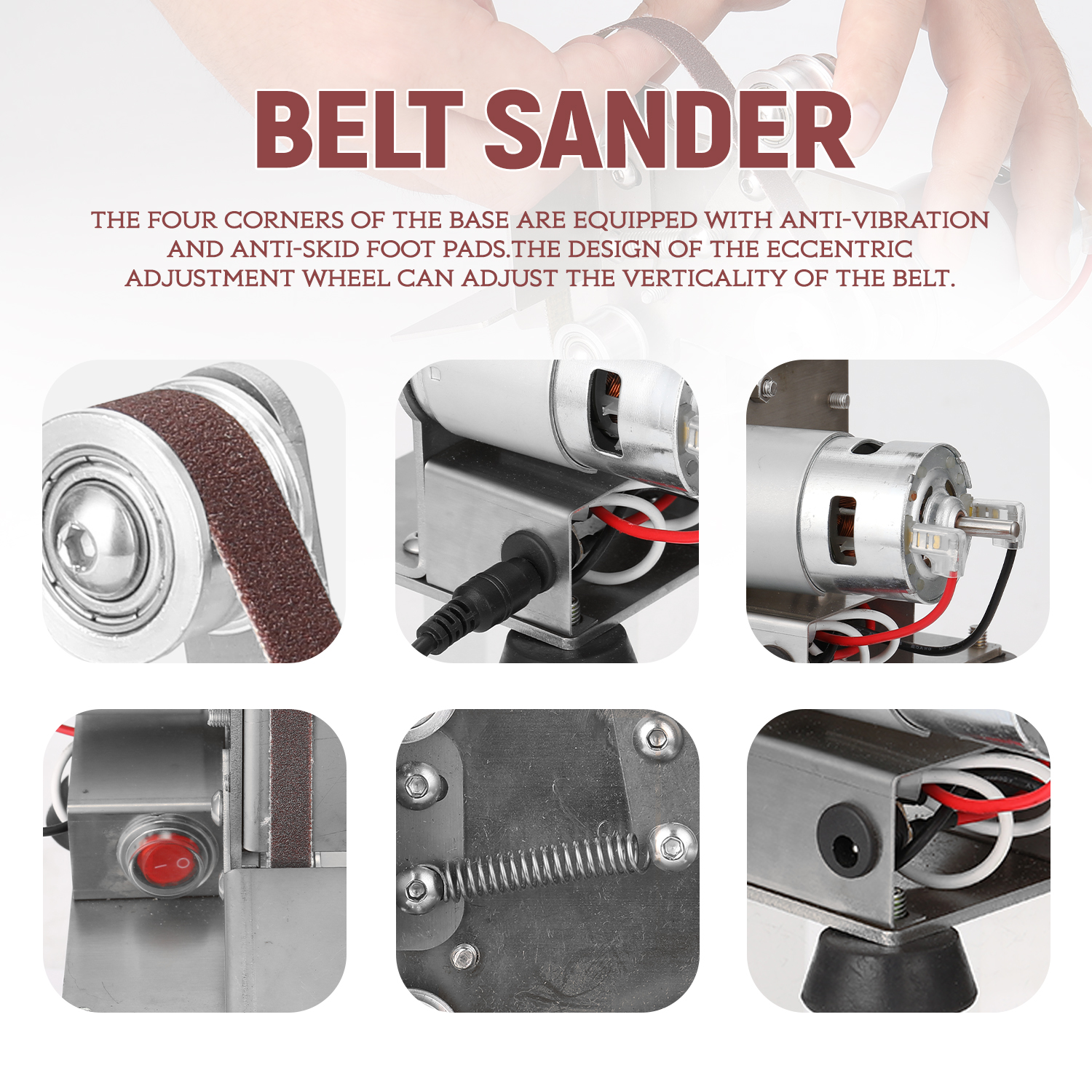 Multifunctional Portable Electric Belt Sander Grinder Mini DIY Polishing Grinding Machine Cutter Edges Sharpener