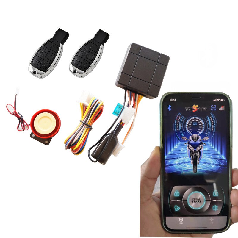 Intelligent kontrol motorcykel alarm fjernstart nøglefri mobil app kontrolsystem elektrisk motorlås motorcykel alarm sirene