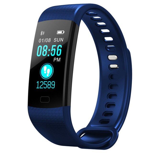 Tolasi kvinder mænd smart armbånd bluetooth puls blodtryk skridttæller ur førte sport armbåndsur til android ios: Blå