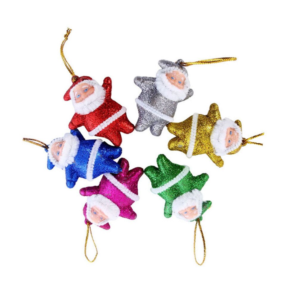 6 Stuks Kerst Opknoping Kerstman Decor Glitter Opknoping Hanger Kerst Feestartikelen Decoratieve Props