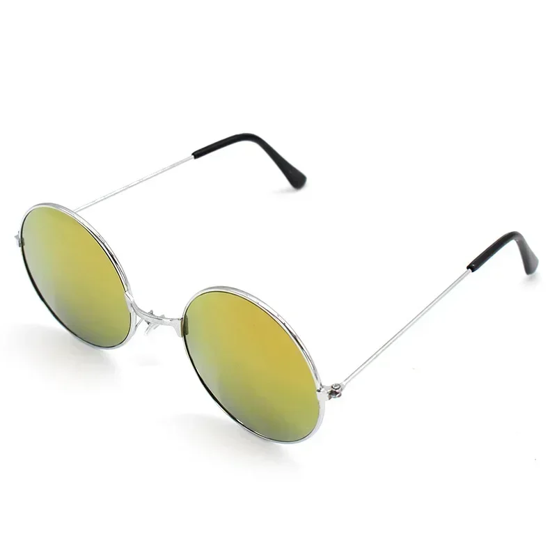 Gafas de sol redondas pequeñas Retro para mujer, lentes de sol de Metal negro, Vintage, de: Negro