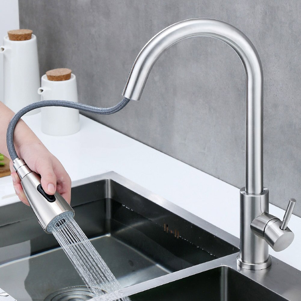 Draaibare Handheld Bidet Sproeier Roestvrij Staal Schoonmaken Rinser Douchekop 1 X Keuken Pull Type Kraan + 2 X waterleiding