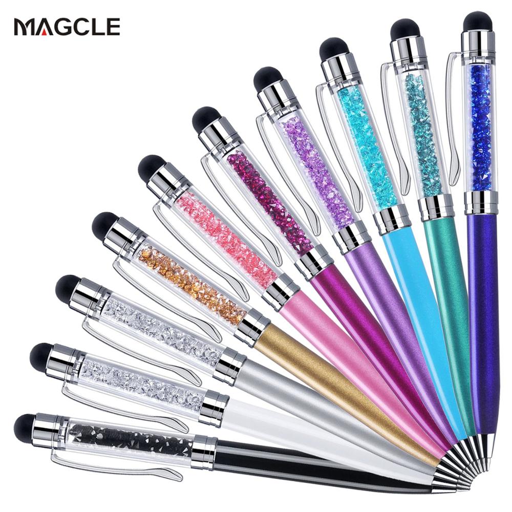 Crystal 2 in 1 Touch Pen Ink Ballpoint Pen For All Capacitive Touch Screen Device Colorful Stylus Pen For Iphone IOS Android