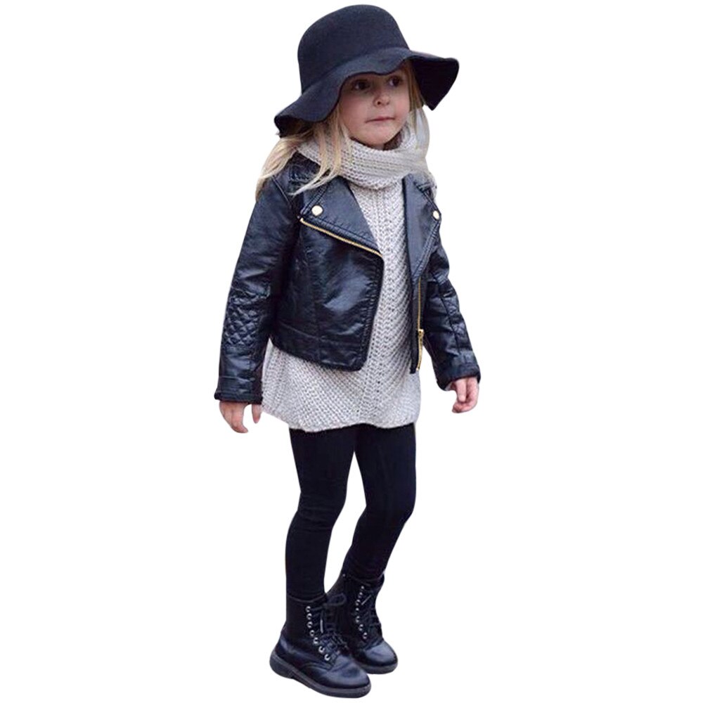 Winter Herbst Mädchen Jungen freundlicher Baby Outwear Solide Leder Mantel Kurze Jacke lässig Kleidung Baby Childern Kleidung Manteau Heißer