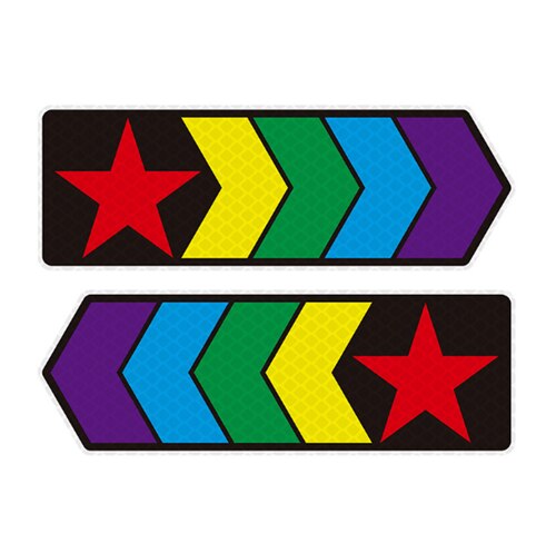 2pcs Reflective Car Decals Warning Tape Reflective Star Arrow Direction Glow in Dark Tail Decoration Made with 3M: Default Title