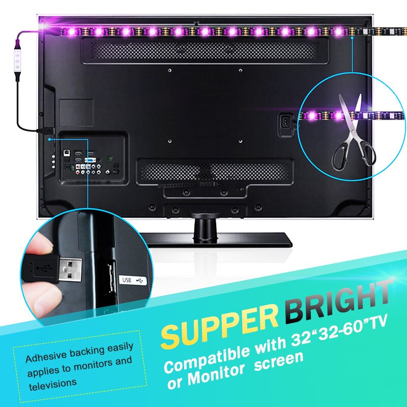 USB RGB LED Strip Light SMD2835 5M 1M 2M 3M 4M 0.5M Diode Tape Flexible Neon Led Light Ribbon LED Strip USB 5V TV Backlight