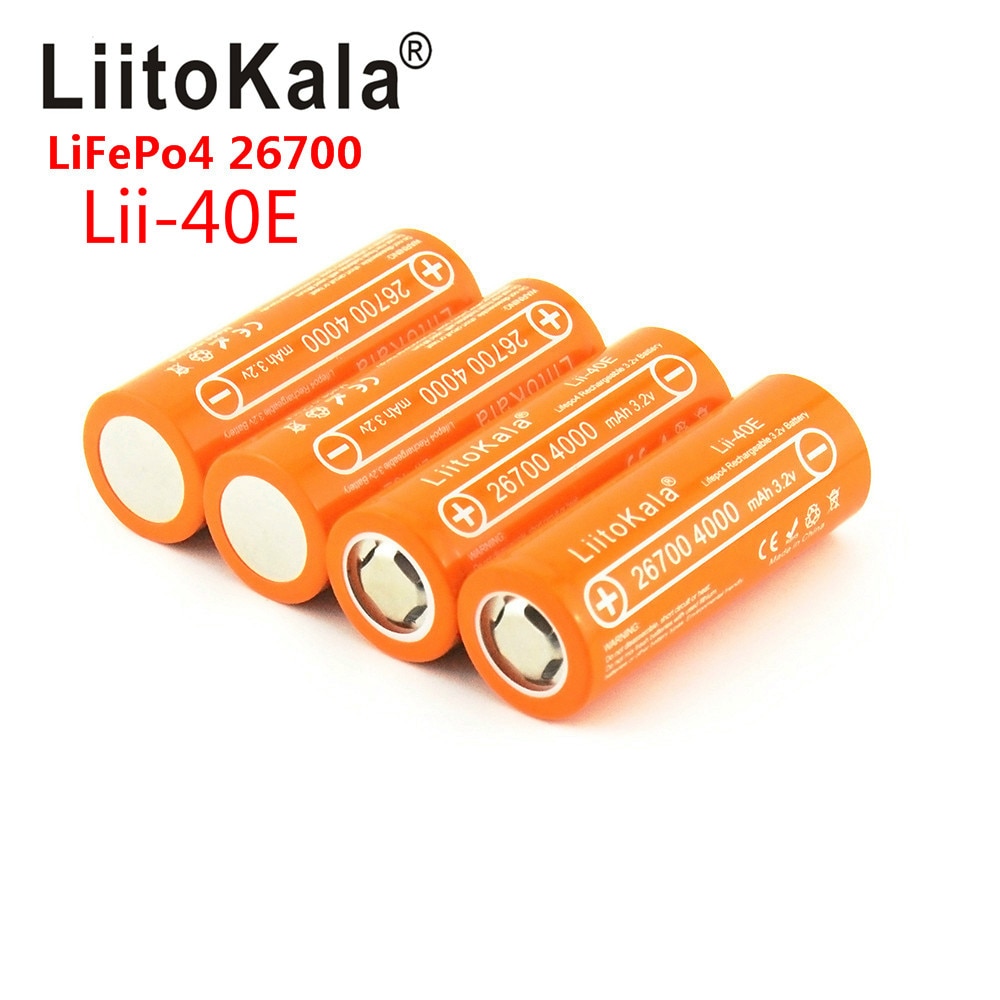Liitokala Lii-40E 3.2V 26700 4000 Mah Lifepo4 Oplaadbare Batterij 10A Tarief Ontlading Lakens Vervangende Batterij In Plaats Van 26650