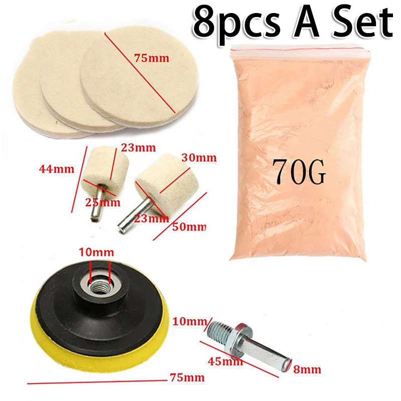 Herramienta de pulido de vidrio de coche, Kit de reparación de arañazos de parabrisas, disco de pulido de carrocería de coche, 8/10 Uds.: Beige