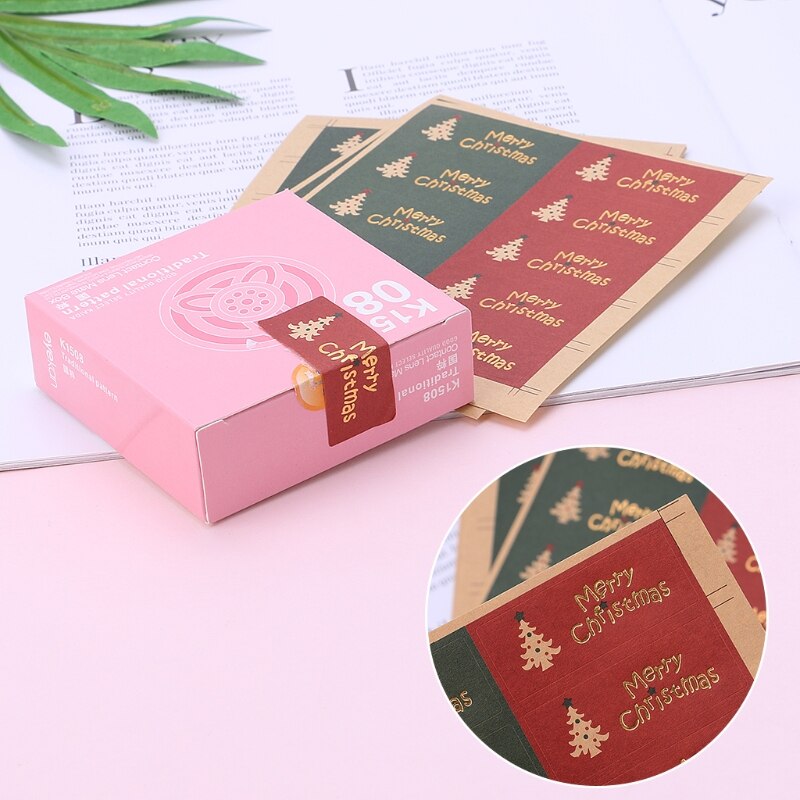 100Pcs Merry Christmas Package Seal Sticker For Label Sticker Scrapbooking M0XD