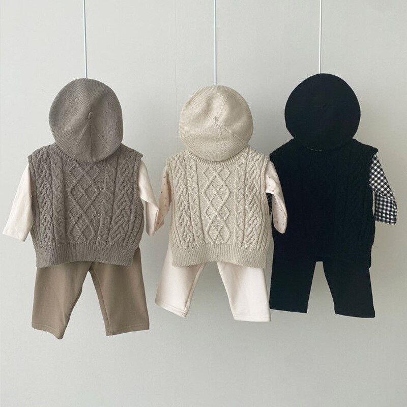 Vintage Baby Jongens Vest Herfst Winter Warm Katoen Gebreide Kids Vest Voor Peuter Meisjes Kleding Kinderen Jassen Uitloper Tops