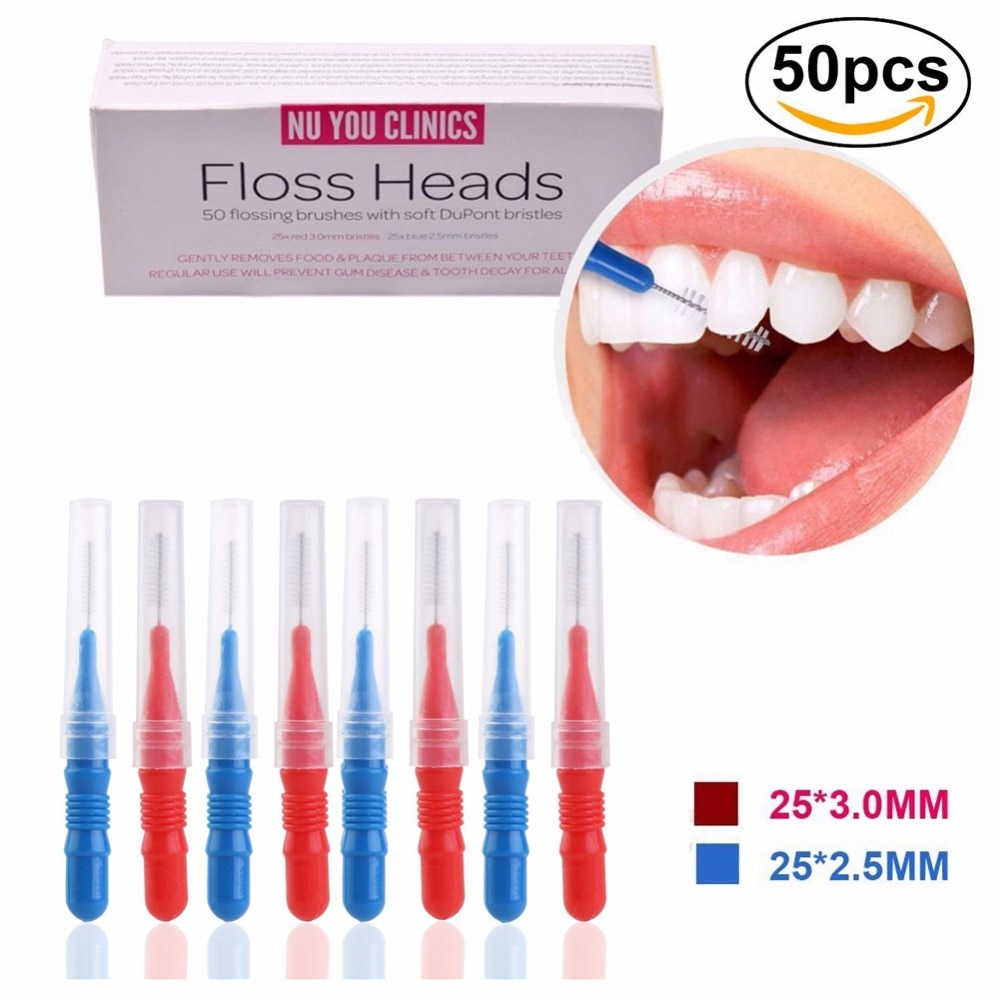 Tandinterdentalbørste tandtrådshoved mundhygiejne tandtrådsbørste tandstikker sund til tænder hovedtandstikker 50 stk./pk.