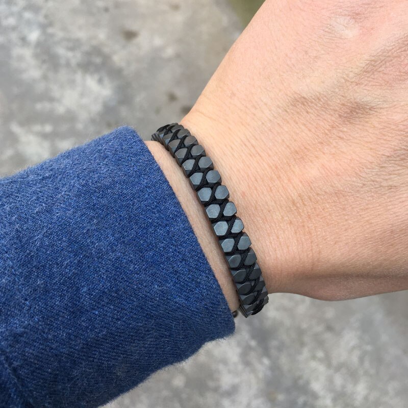 Mannen Armband Bead Hematiet Handcraft Mannen Vrouwen Sieraden Macrame Armband