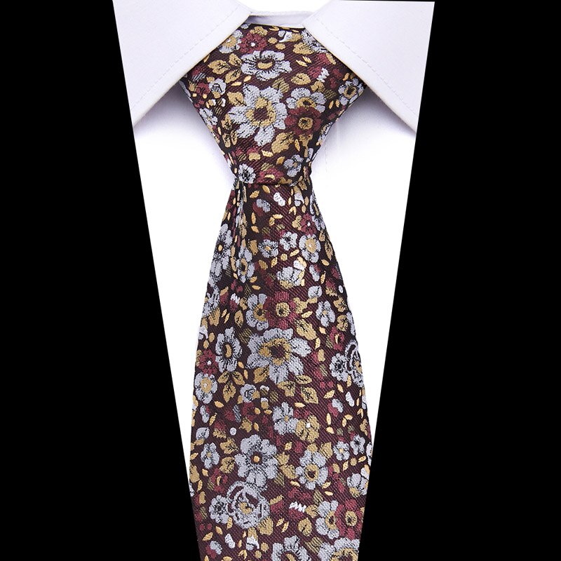 Men's Print Pattern Ties for Men 7.5 cm Neckties Polyester Jacquard Gravatas Wedding Ties Fit Workplace: Apricot