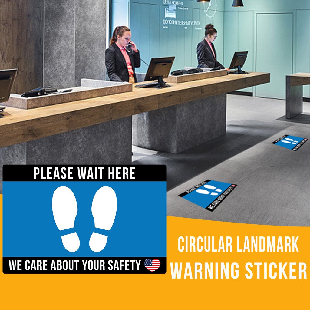 10PCS Ground Sign Isolated Label Sticker Please Keep Wait Here Stand Here Keep 6ft in Between Distance Marker Floor Sticker