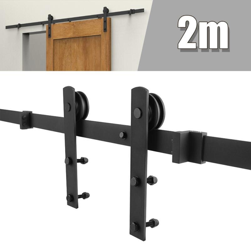 1Set Schuifdeuren Schuur Deur Hardware Roller Track Rail Kit Set Voor Closet Kastdeur Schuifdeuren Schuur Hout Deuren Track hardware Set Hwc