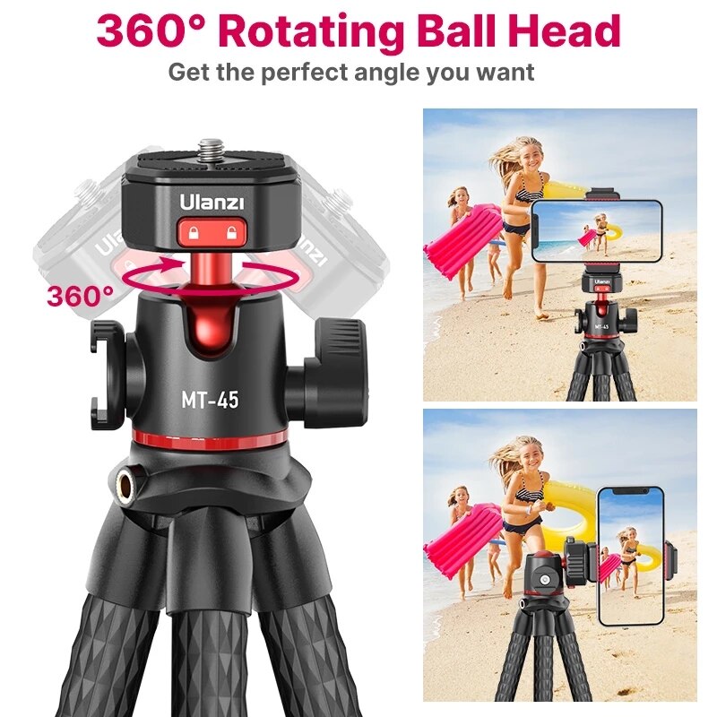 Ulanzi MT-45 Octopus Flexibel Statief Voor Telefoon Dslr Camera Vlog Statieven Met Klauw Quick Release Plaat Systeem Balhoofd Koude Schoen