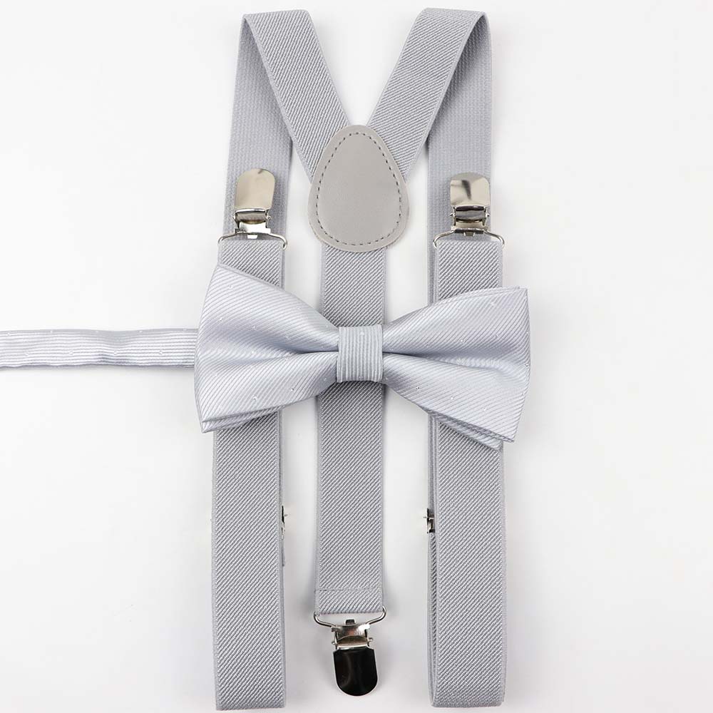 Einfarbig Mann der Gürtel Bowtie Set Männer Frauen Hosenträger Polyester Y-Back Hosenträger Stern Silber Punkt Fliege einstellbare Elastische: 13