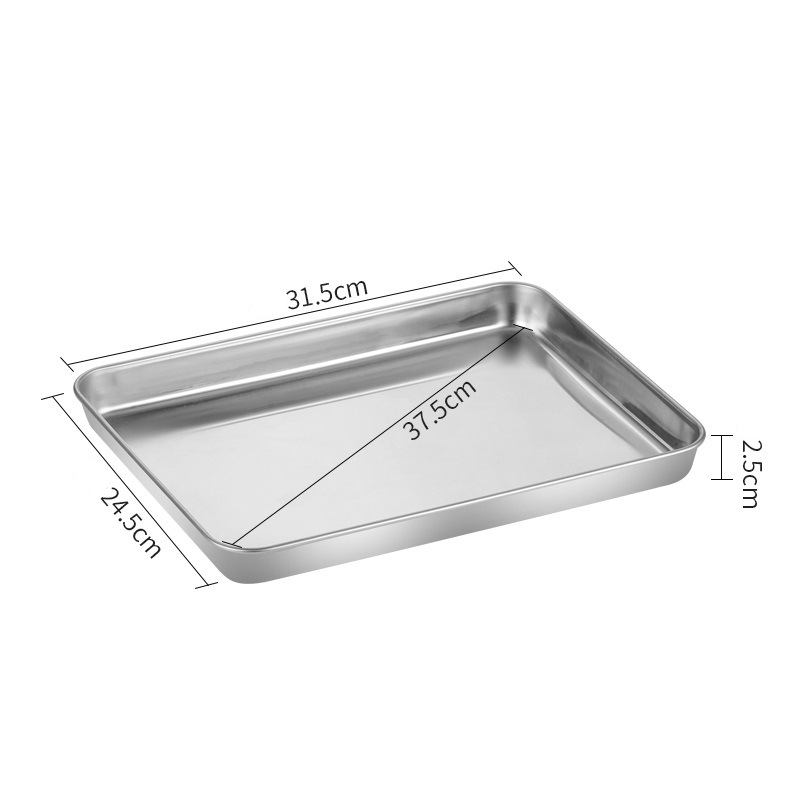 Stainless Steel Rectangular Baking Tray Food Barbecue Bakeware Fruit Bread Storage Plate with Handle Deep Pan Dish Kitchen Tools: Chocolate