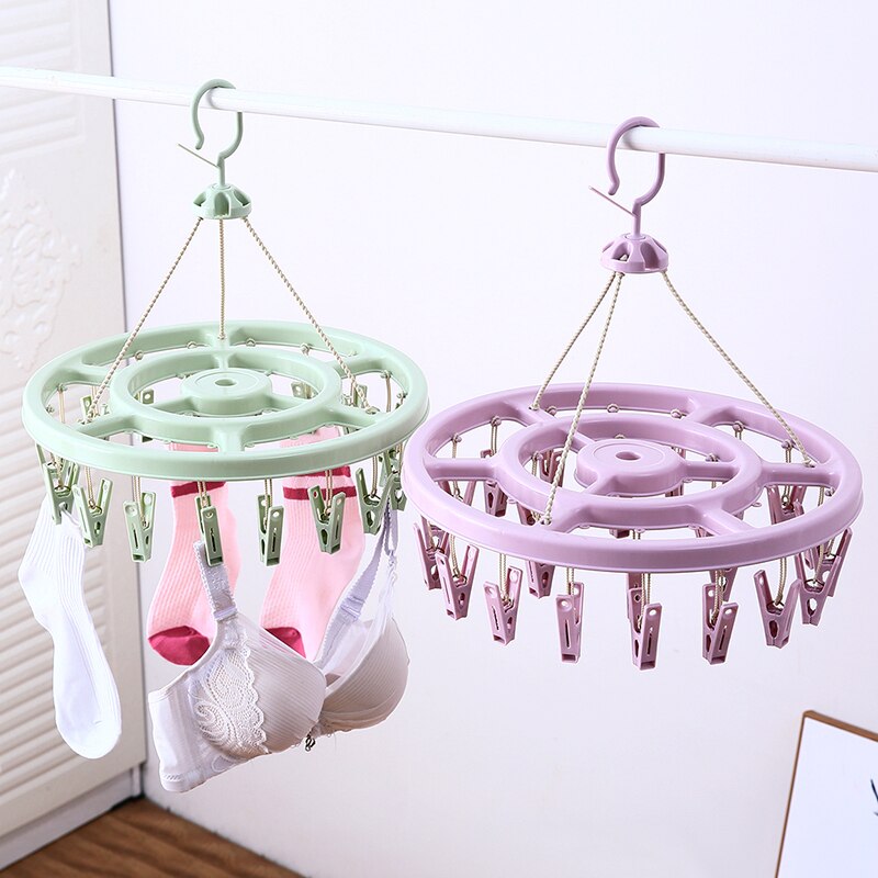 Multi-clips en plastique Portable salles de bains en tissu cintre avec Clips détachables pince à linge cintres chaussettes sous-vêtements séchage