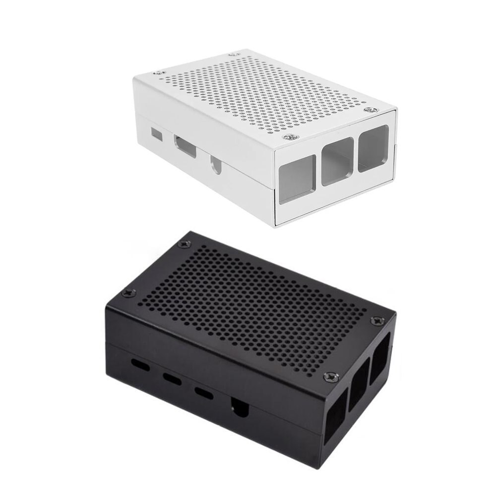 For Raspberry Pi 4 Model B+ Aluminum Case Protective Shell Metal Enclosure Silver Black Case For Raspberry Pi