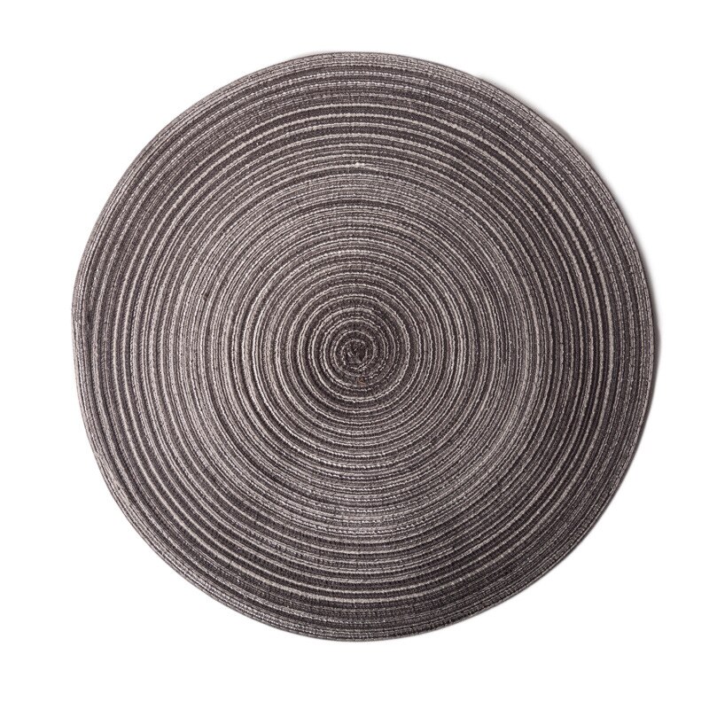 Onderlegger ronde tafel ramie isolatiemat effen placemats linnen antislip tafelmat keukenaccessoires decoratie onderzetter: Grijs 36cm