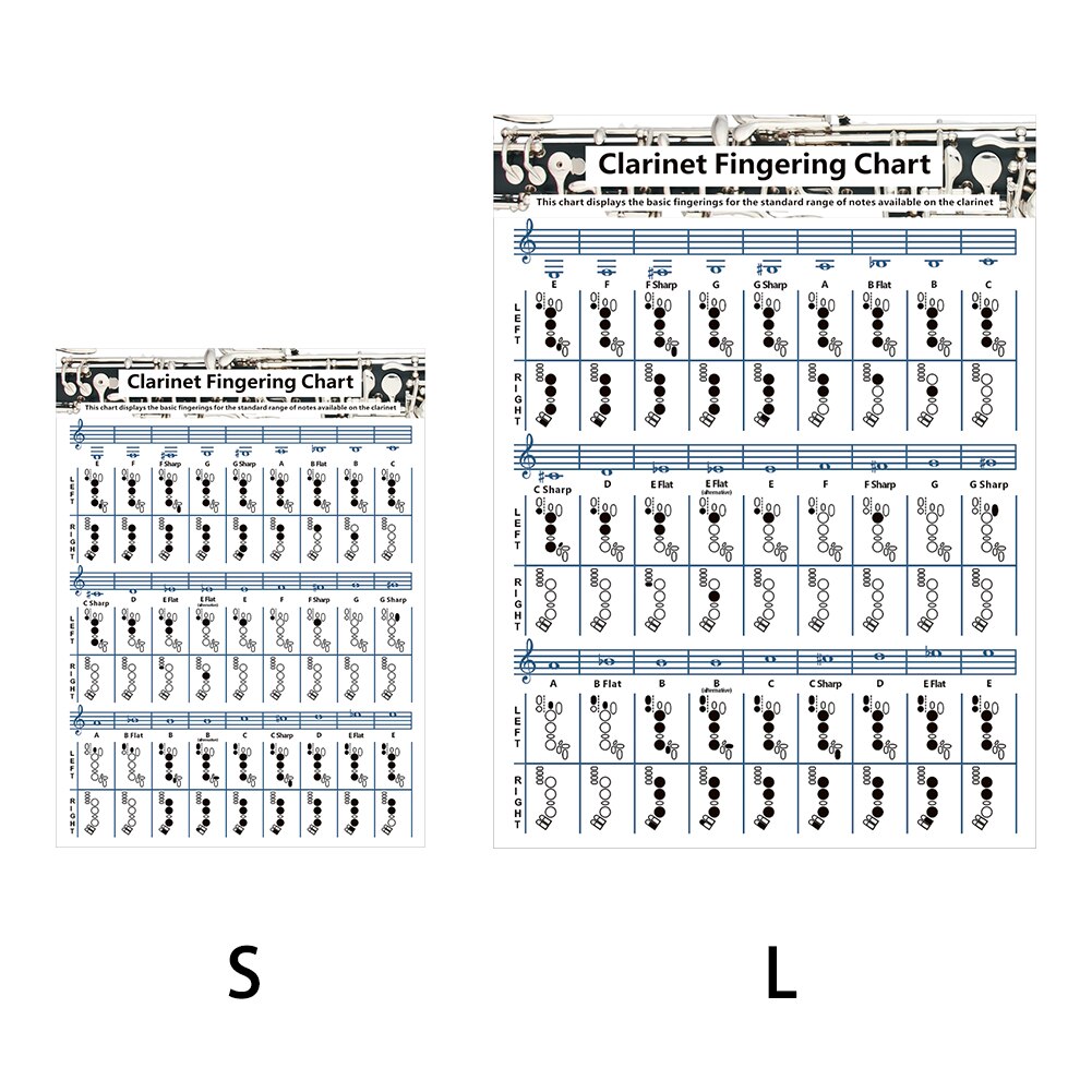 Coated Paper Classroom Beginner Reference Accessories Chord Practice Durable Clarinet Fingering Chart Double Side