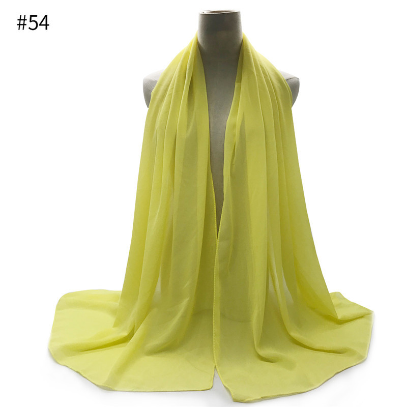 Femmes longue enveloppe en mousseline de soie jaune soirée fête étole mariage mariée demoiselle d'honneur enveloppement 16 couleurs cap vert menthe jaune: 54 Lit-yellow