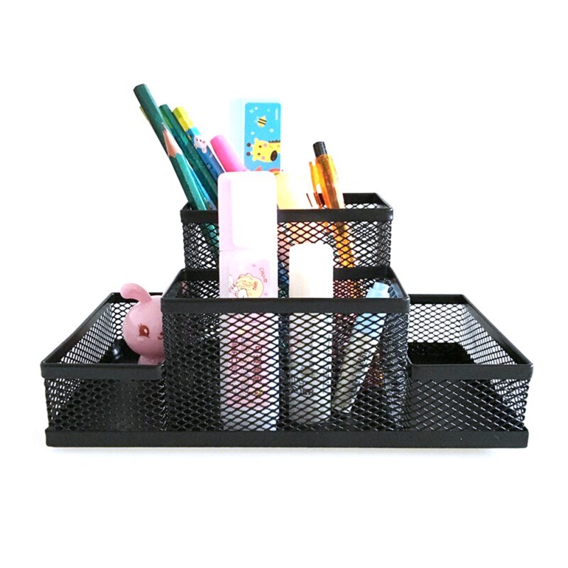 Mesh Cube Metal Stand Combination Holder Desk Desktop Accessories Stationery Organizer Pen Pencil Office Supplies Storage Box