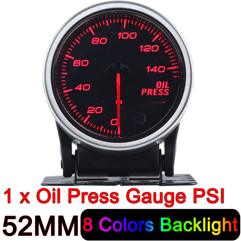 HD 2&quot; 52mm 8 Color LED Car Air Fuel Ratio Gauge Auto Bar Turbo Boost Gauge Meter Oil Water Temp Gauge Voltmeter EGT Tachometer: Oil Press Gauge PSI