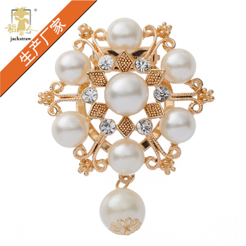 2018 gorący sprzedaż moda broszki ślubne w stylu klasyczny złoty zatrzymać kryształ górski perła szalik klip elegancki stanik biżuteria