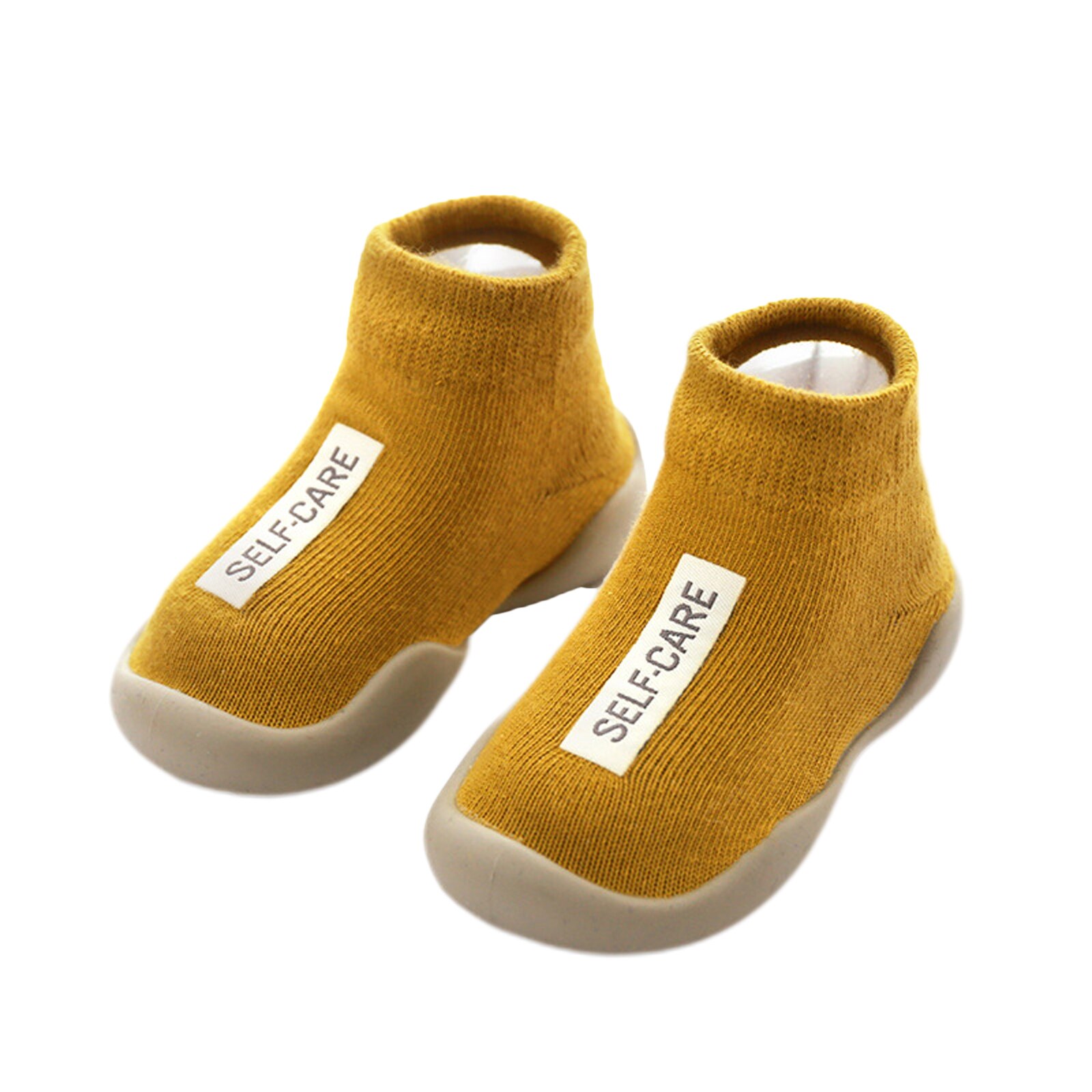 Calcetines antideslizantes informales para bebé, zapatos de suela de goma de Color sólido para primavera y otoño, calcetín de para niño pequeño: YELLOW / 11.5