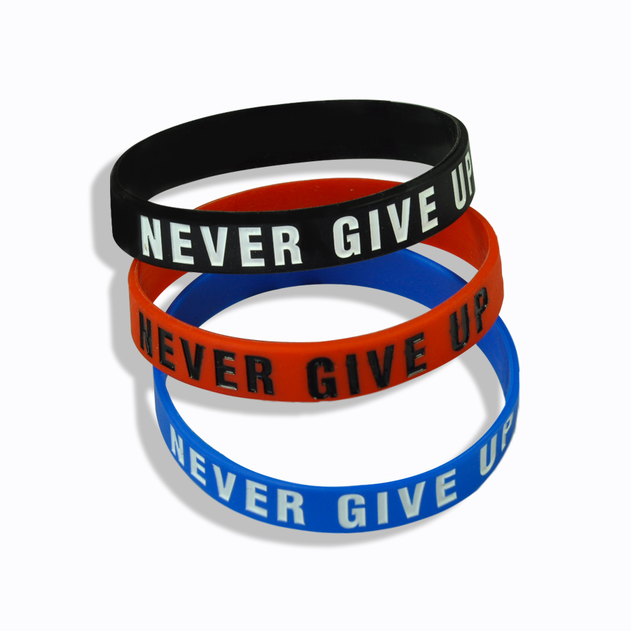 "Never Give Up" Motivational Bracelet Success Confidence Sports Elastic Silicone Bracelet Leisure Entertainment Jewelry