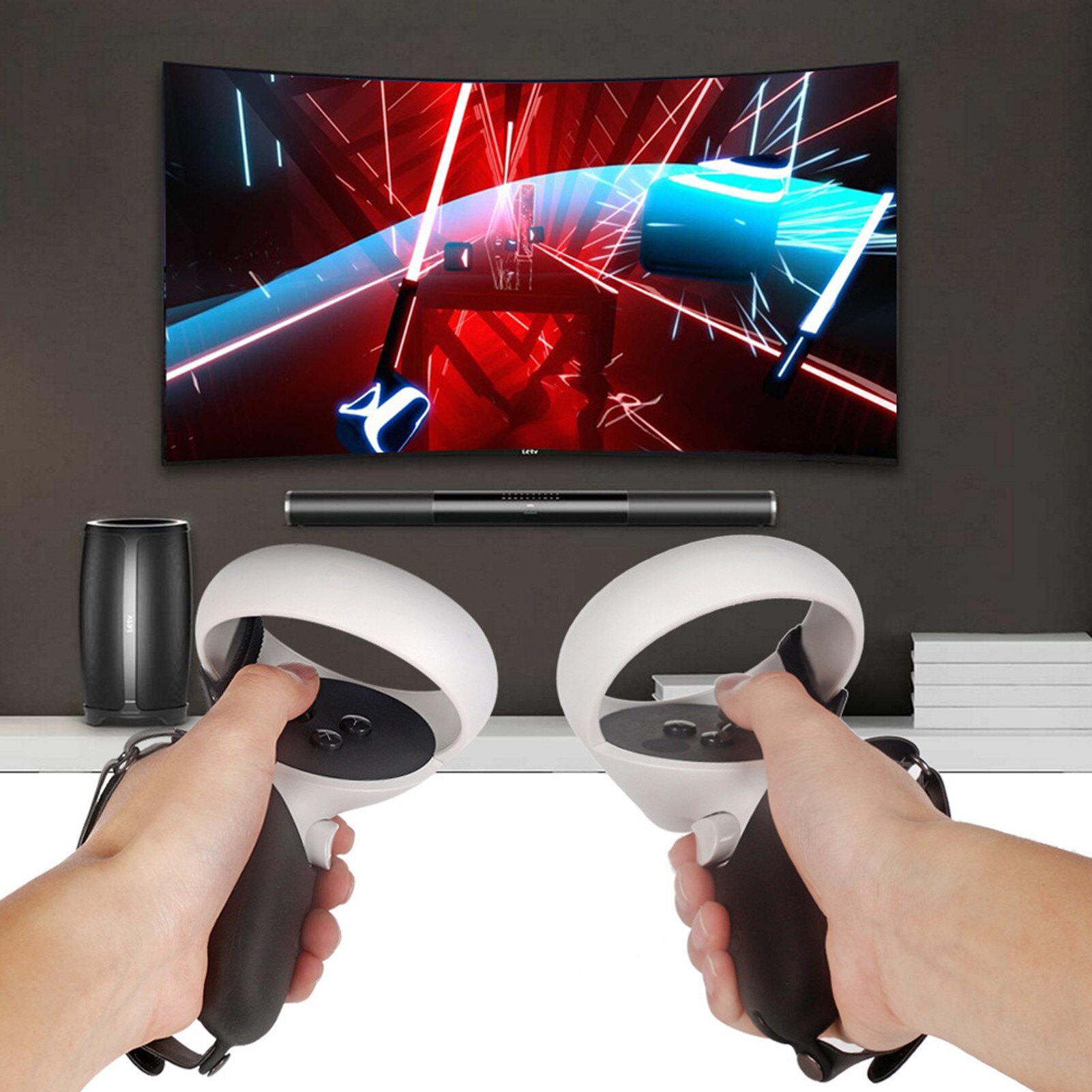 Controller impugnatura coperchio impugnatura in Silicone accessori VR per Oculus Quest VR 2 coperchio di protezione con cinturino per impugnatura per dom2