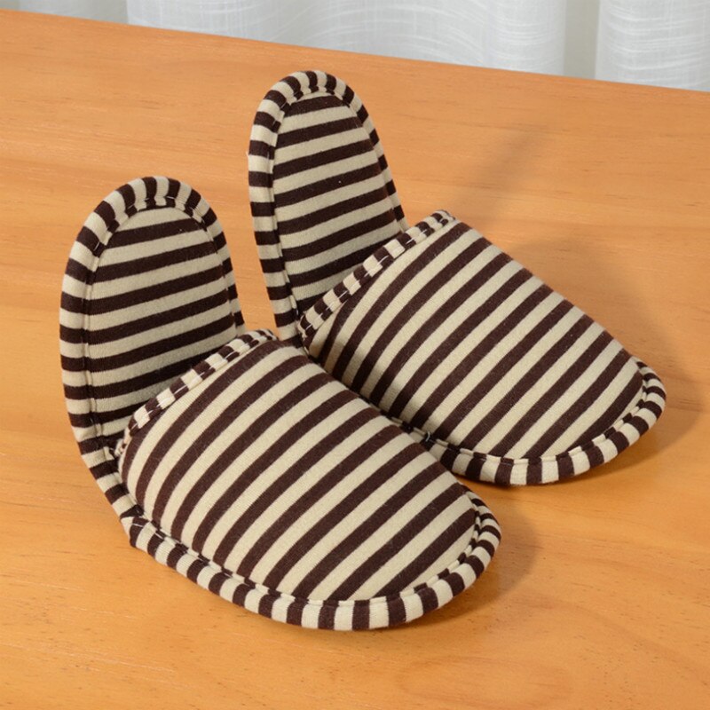 Zapatillas de viaje plegables y portátiles para parejas, Zapatillas de casa de algodón a rayas para interior, dormitorio