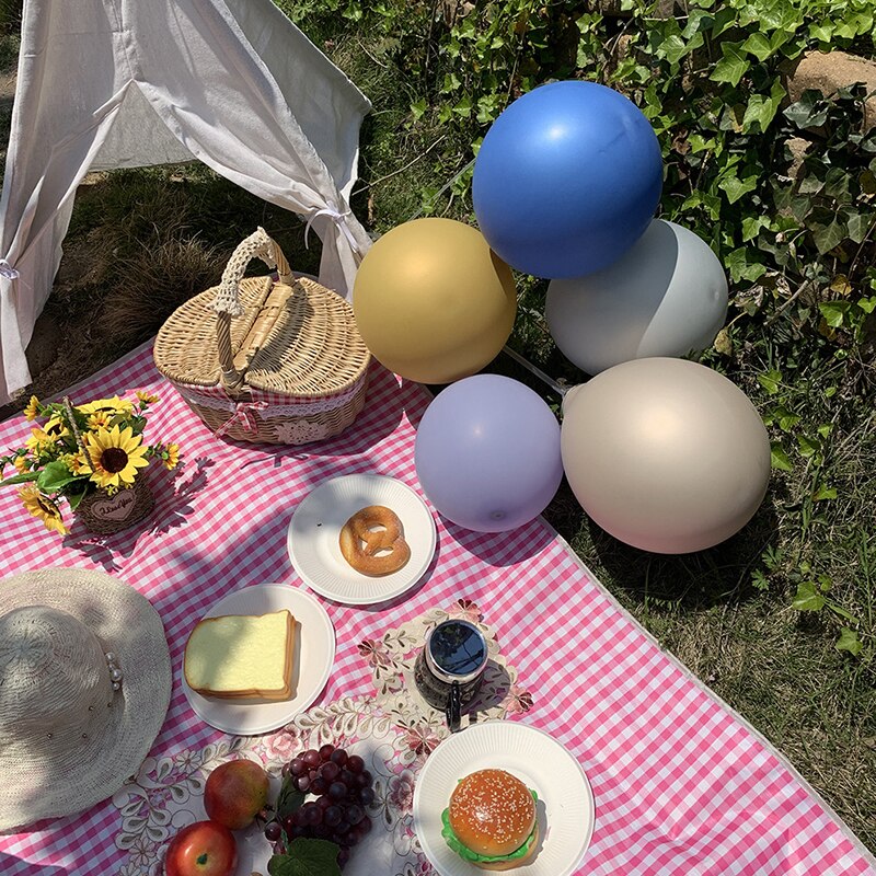 Camping Mat Waterproof Beach Blanket Outdoor Portable Picnic Ground Mat Mattress Outdoor Camping Picnic Mat Blanket Lawn Games: Rose red grid