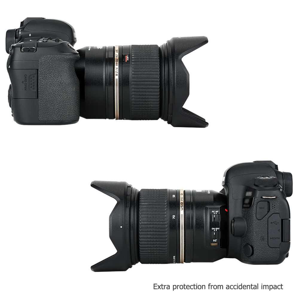 JJC-parasol Reversible para Tamron SP 24-70mm f/2,8 Di VC USD A007, Protector de pantalla de lente, sustituye a Tamron HA007