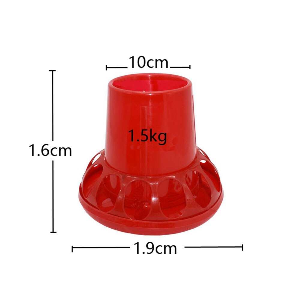 1 Pcs Poultry Feeding Tools 1.5Kg Red Plastic Chicken Feeders Quail Feed Bucket Poultry Farming Tools