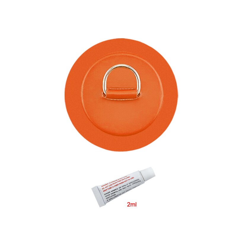 Almohadilla de anillo en D de acero inoxidable de 11cm y 4,3 pulgadas, parche con pegamento para bote inflable de PVC, balsa, bote, canoa, Kayak, tabla de surf, SUP Tie Down: Orange with Glue