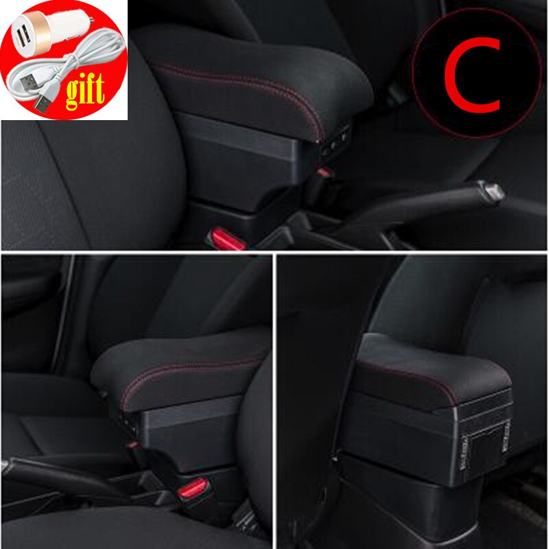 Leather Car Armrest Stroage Box for Chevrolet Spark Interior Parts Center Console Armrest: C style gray