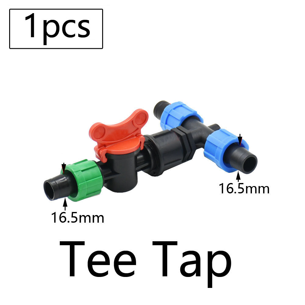 16mm Micro Irrigation Drip Tape Connectors Tee Repair Elbow End Plug Tap Fittings Locked Hose Joints Greenhouse Coupler: Clear
