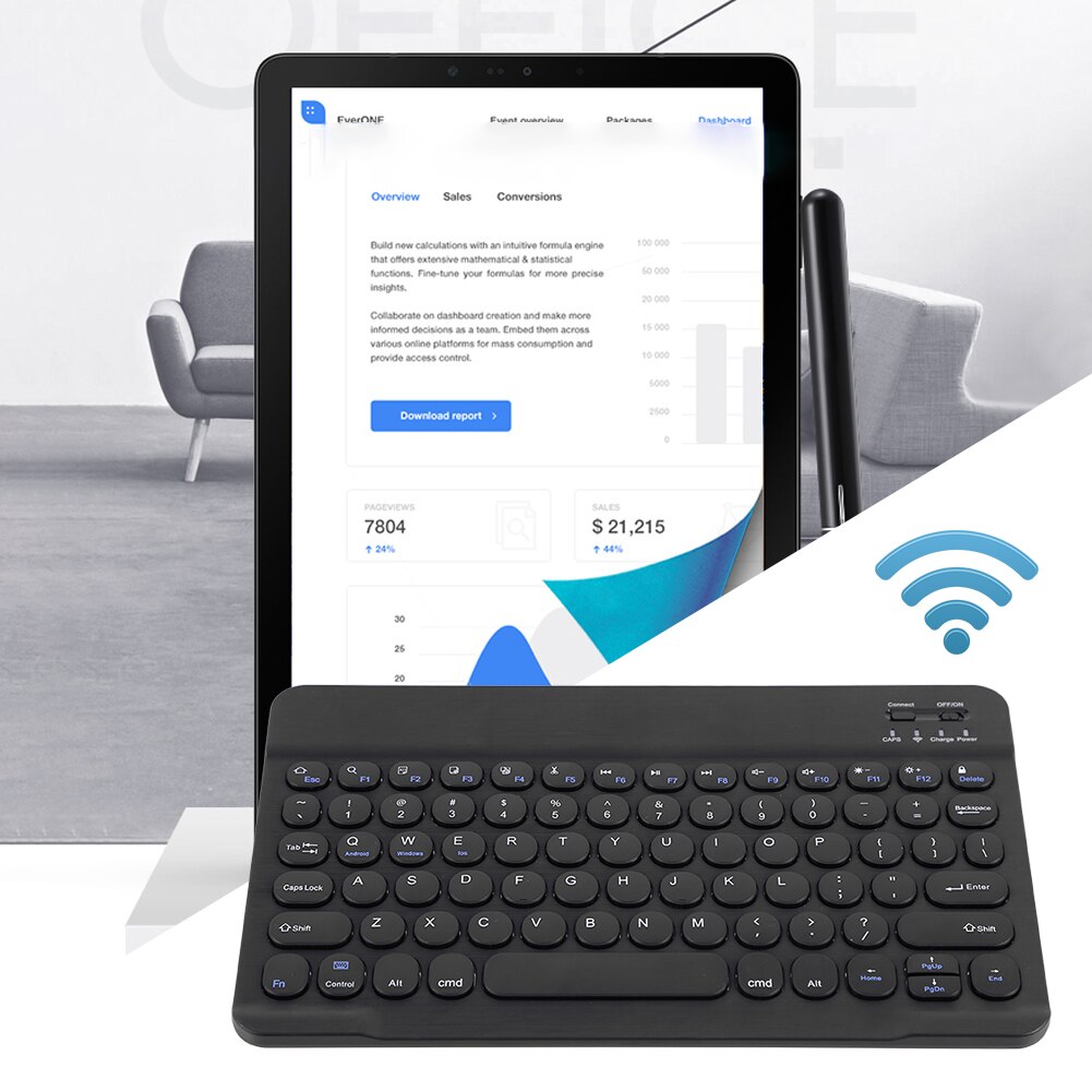Phone Tablet Wireless Keyboard Wireless Bluetooth-compatible Multi Device Keyboard Round Keycaps for iOS Android PC