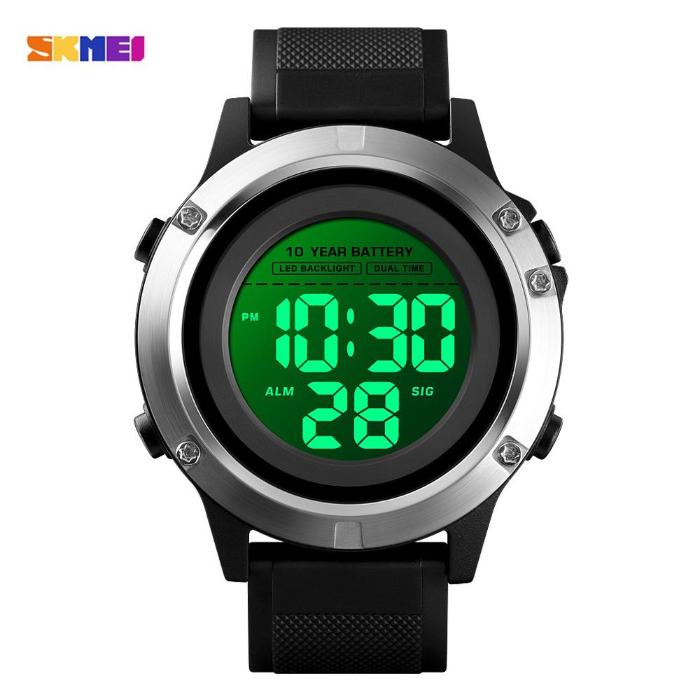 Skmei Super Leven Batterij Sporthorloge Led Display Digitale Klok Stopwatch Alarm Heren Horloges Relogio Masculino 1518: black