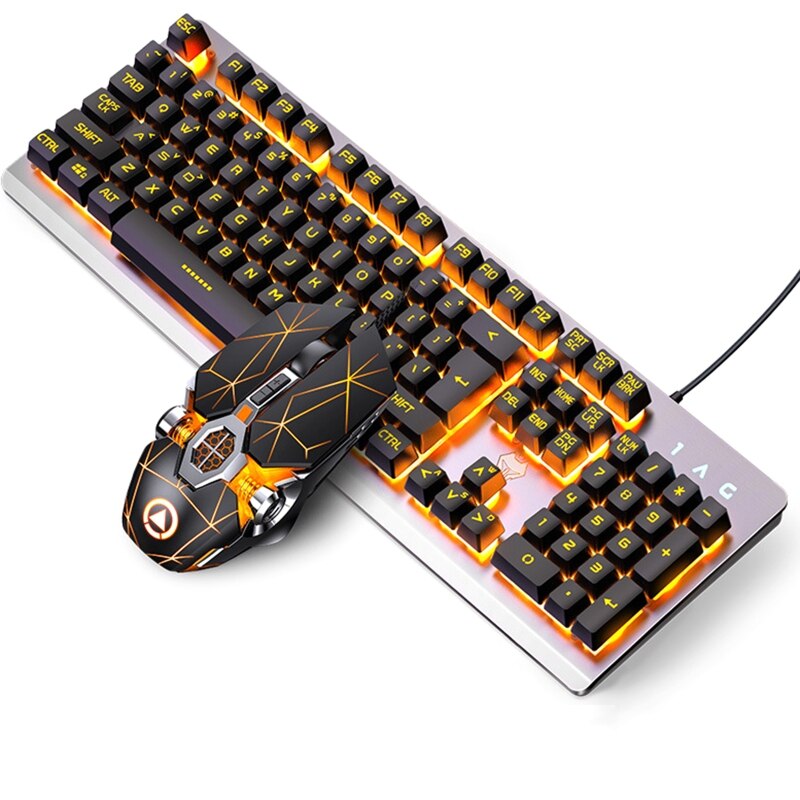 Teclado para juegos de aleación de aluminio RGB de 104 teclas y ratón para juegos RGB,: 2