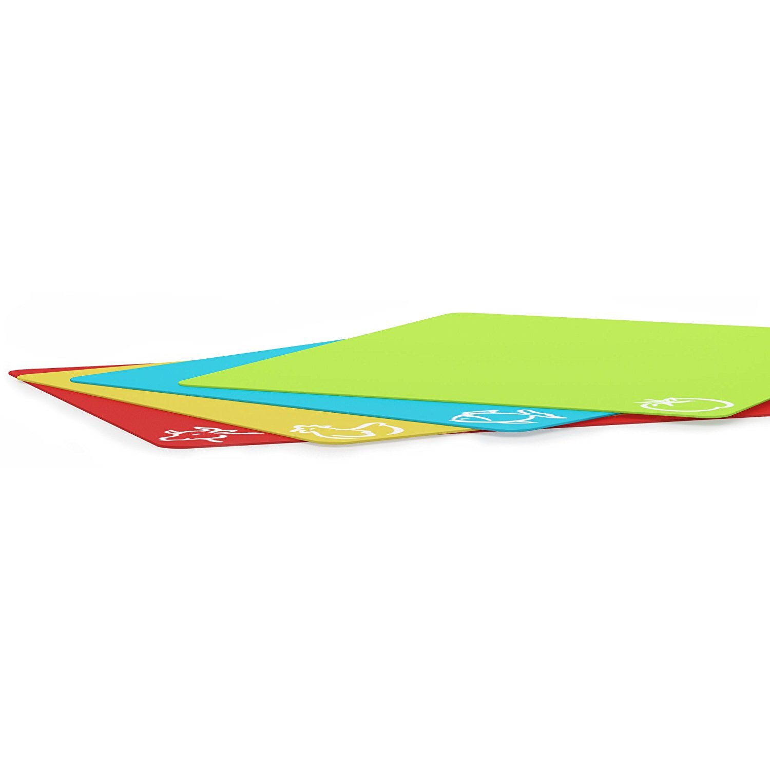 Flexibelt halkfritt skärblock av plast - skärbräda - skärmattor med matikoner köksredskap (set  of 4) 15 &quot; x 12 &quot;